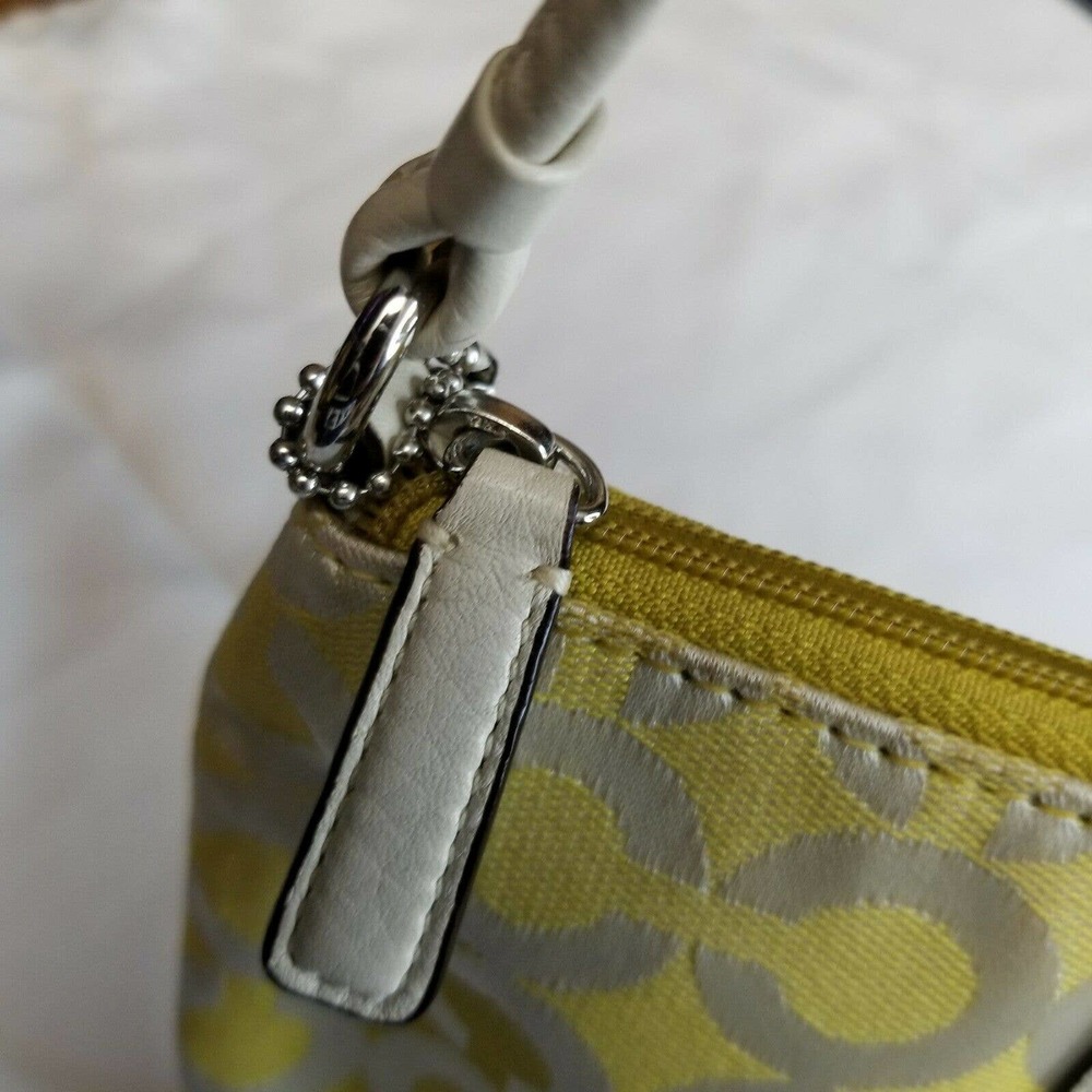 Coach Wristlet Yellow C Fabric Leather Trim Strap - Picture 12 of 12